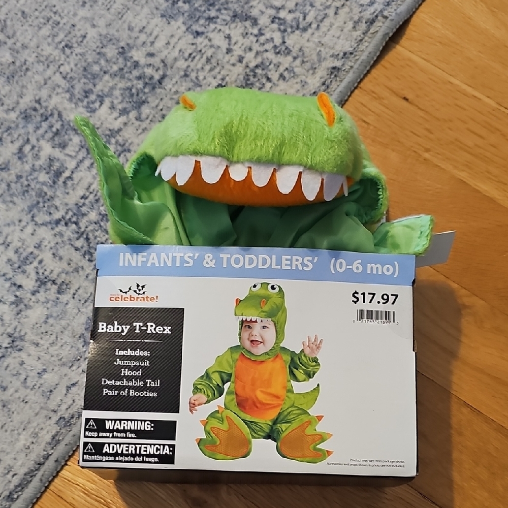 Way To Celebrate Baby T-Rex Halloween Green Baby T-Rex Costume /Orange Accents